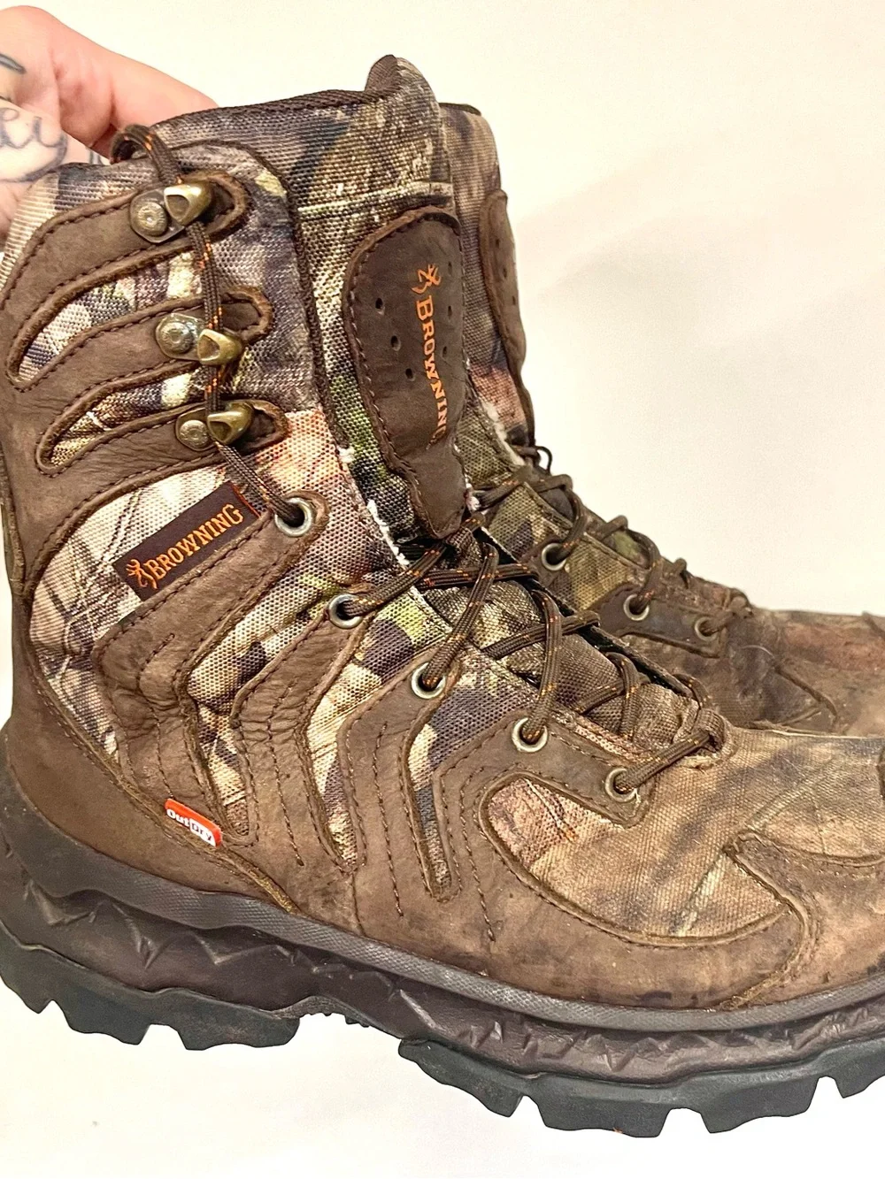 Browning Men’s Size 8 Camo Hunting Boots Waterproof Insulated Outdoor Hiking
